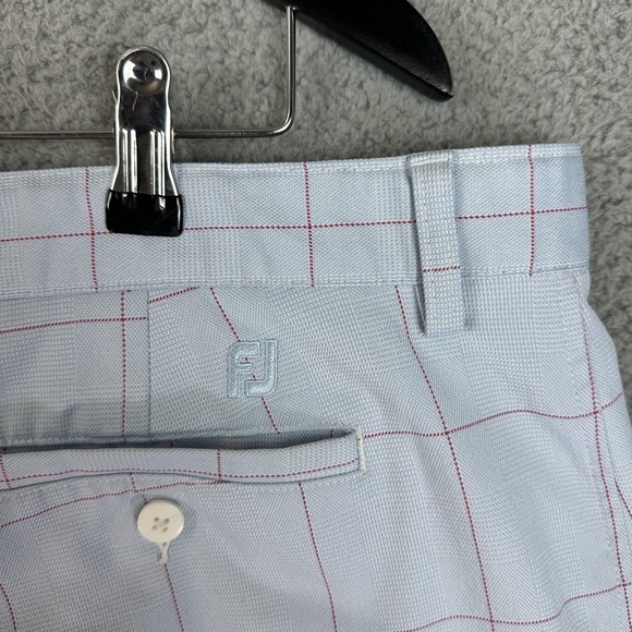 FootJoy Shorts Mens 40 Light Blue Red Windowpane Plaid Golf Performance Stretch - Picture 9 of 12